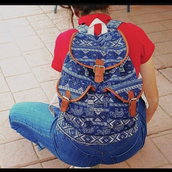 New Blue Canvas Rucksack - Picture 3 of 6
